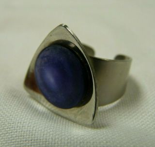 Vintage 1960s Steel & Abalone Ring Lord Python Design Sheffield Size Q Y521 J12