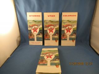 Set Of 4 Vintage 1960’s Texaco Road Maps Of Wy,  Co,  Ut And Nv Very Good Cond