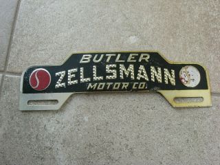 Vintage Butler Zellsmann Motor Co License Plate Topper - Possibly From 1930 