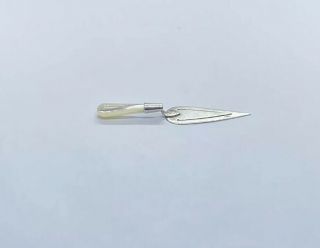 Vintage 925 Sterling Silver And Mother Of Pearl Trowel Page Marker
