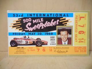 1969 Indianapolis 500 Ticket Stub - Mario Andretti -