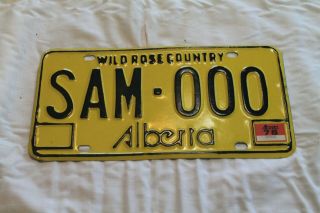 1976 Alberta Sample License Plate Sam 000 Wild Rose Country 76 Alta Near