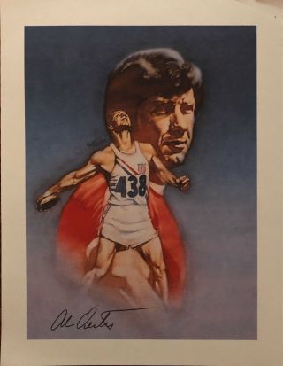 Vintage 1976 Montreal Olympics Al Oerter Sketch Print Promo Photo Discus Usa