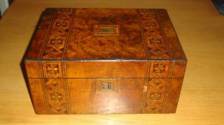 Rare Antique Tunbridge Ware Inlaid Wooden Writing Slope Box