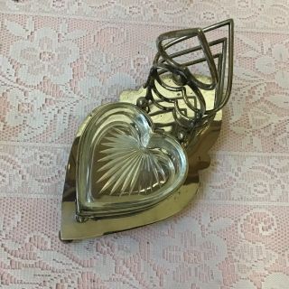 Antique Unusual English Silver Plated Heart Shape Toast Rack With Butter Dish