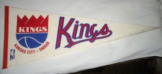 Kansas City - Omaha Kings Full Size Nba Basketball Pennant 1975 - 1985 Era Vg