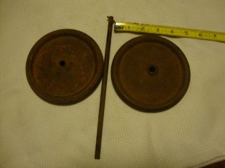2 Vintage Metal 5 Inch Wheels With Axle
