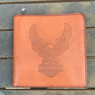 Harley Davidson Vtg Soft Brown Leather Cd Storage Case From 1996,  Right Stuff