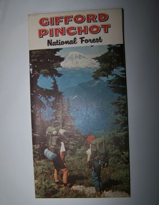 Usfs Map Gifford Pinchot National Forest Smokey Bear Ad On Back Vintage 1969