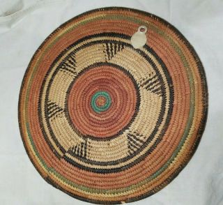 Vintage Boho Wall Hanging Coil Basket Round Colorful Woven Retro Tray Farmhouse 2