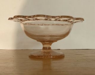 Vintage Anchor Hocking Pink Old Colony " Lace Edge " 7 " Round Compote Bowl