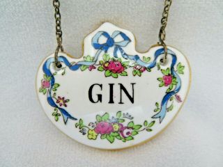 Vintage Staffordshire England Porcelain Liquor Bottle Decanter Label Gin