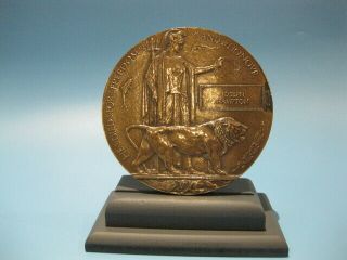 Antique Solid Cast Bronze First World War Memorial Plaque / Medallion