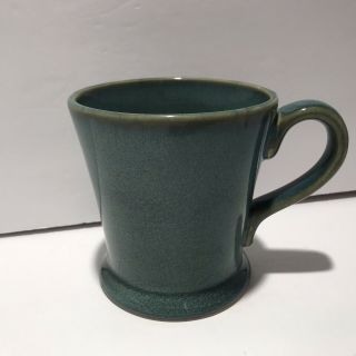 Vintage Jc Penney Coffee Tea Cup Bell Shaped Teal - Green Pretty Glaze 14oz Euc