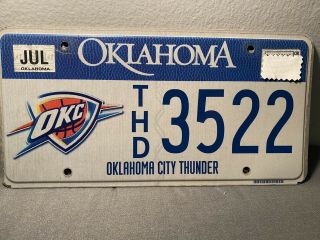 Oklahoma City Thunder Specialty License Plate Okc Basketball Team Nba