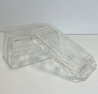 Vintage Deco & County Style Ribbed clear pressed Glass Butter Dish Holds 1 Pound 3
