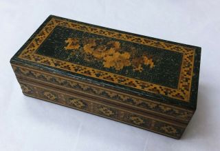 Good Antique Tunbridge Ware Trinket Box/pin Box