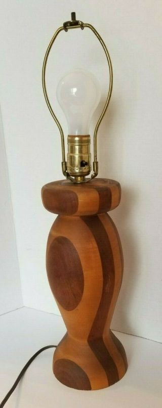 Vintage Handmade Wood Table Lamp 20 1/2 " High,  Base 4 1/2 "