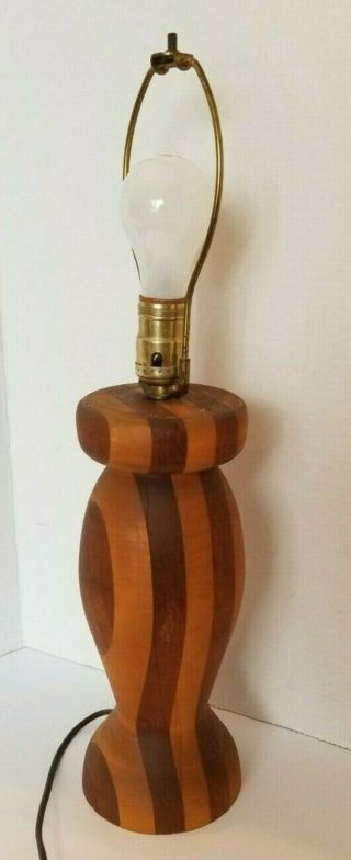 Vintage Handmade Wood Table Lamp 20 1/2 