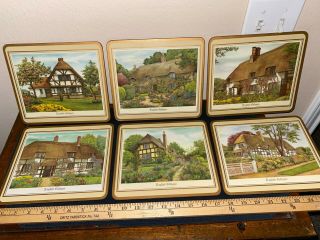 Vintage Pimpernel Placemats - English Cottages - Set Of 6 Square Shape