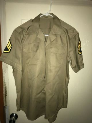 Vintage Us Army Short Sleeve Khaki Large Uniform Shirt