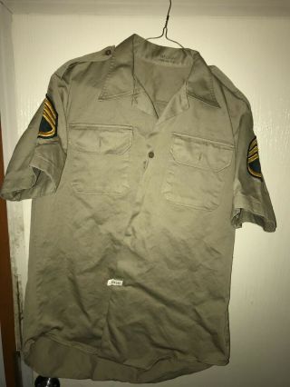 Vintage Us Army Short Sleeve Khaki Medium Uniform Shirt