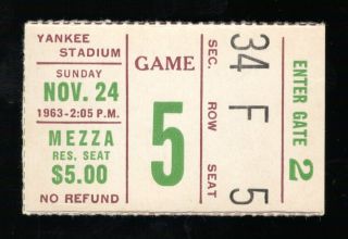 November 24,  1963 York Giants Vs St.  Louis Cardinals Ticket Stub 24 - 17 St.  L