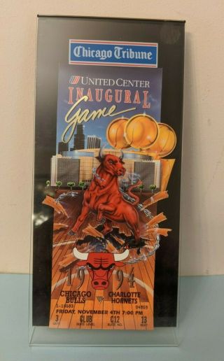 1994 Chicago Bulls United Center Inaugural First Basketball Game Ticket Jordan