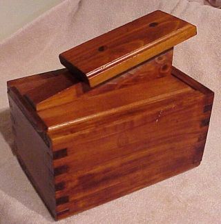 Vintage Antique Wooden Dovetail Slide Lid Shoe Shine Box With Foot Pad