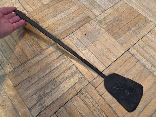 18th Century Hand Forged Iron Spatula W Punch Decorated Flipper Rare & Unique