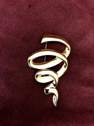 Vintage Jj (jonette Jewelry) Signed Textured Gold Tone Brooch Pin