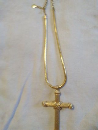 Vintage Gold Tone Adjustable Necklace With Cross Pendant