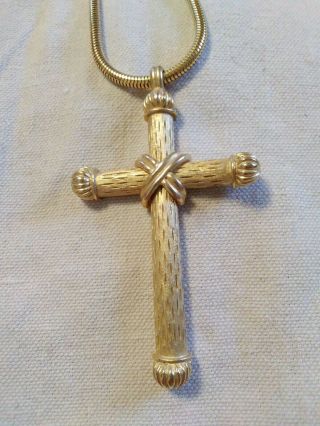 Vintage Gold Tone Adjustable Necklace With Cross Pendant 2