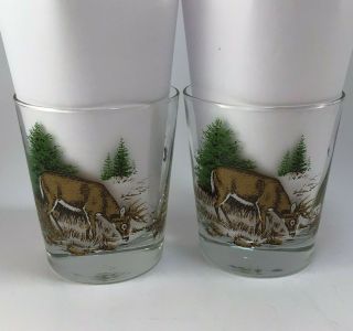 Vtg Set Of 4 Libbey Deer Glasses Lowball Whiskey Tumblers 10oz Whitetail Deer 3