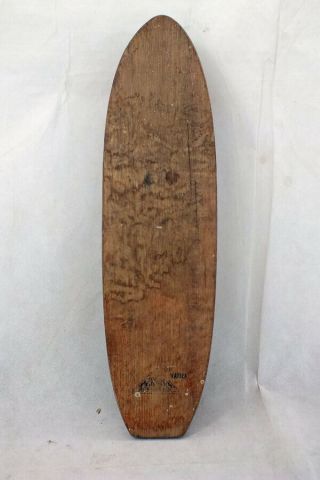 Vintage Nash Waimea Wood Skateboard Clay Wheels With Hubcaps Center Caps