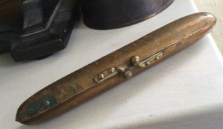 Brass Single Cigar Tube - Vintage Metal Kiss Lock Holder Case As Found