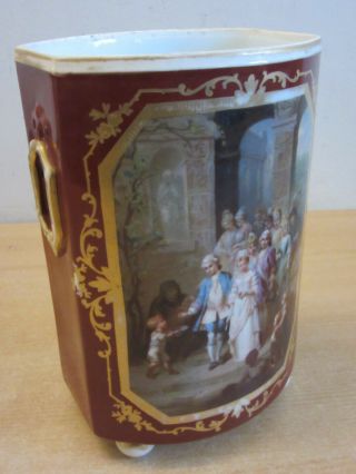 Antique German Kpm ? Victorian Porcelain Painted Scene Planter Vase 9.  5 "