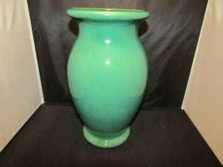 Vintage Pottery Vase Large Green Glaze 10 Inch Oil Jar