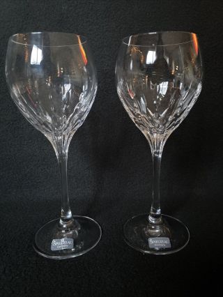 SET OF 2 Vintage Etched Crystal Wine Goblets 7.  5 