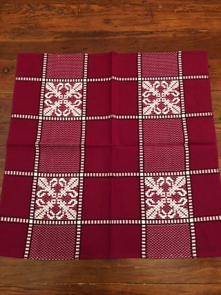 Vintage 8 Cotton Cloth Napkins Dark Red White Mixed Woven Patttern 20” Sq MCM 2