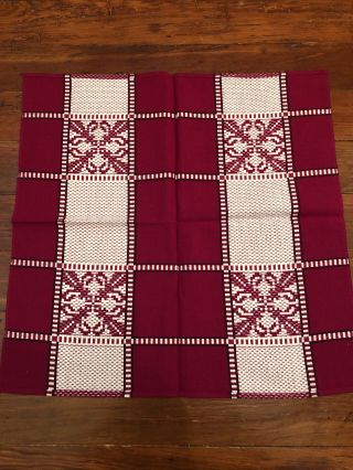 Vintage 8 Cotton Cloth Napkins Dark Red White Mixed Woven Patttern 20” Sq MCM 3