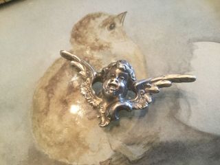 Antique Vtg Art Nouveau Kerr Sterling Pin Brooch Watch Pin W Winged Cherub Angel