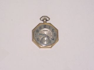 Antique Elgin 17 Jewels Octagon Shape Mens Pocket Watch That Does Work