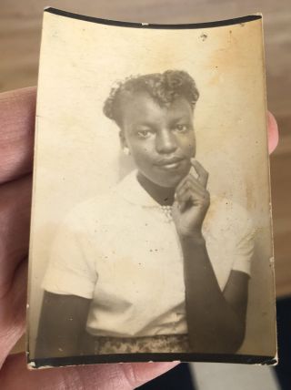 Stunning African American Beauty Vintage Photo Booth Arcade Snapshot 1940s