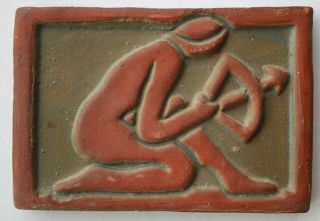 Sagittarius Zodiac HENRY MERCER MORAVIAN ceramic tile,  Doylestown PA 2