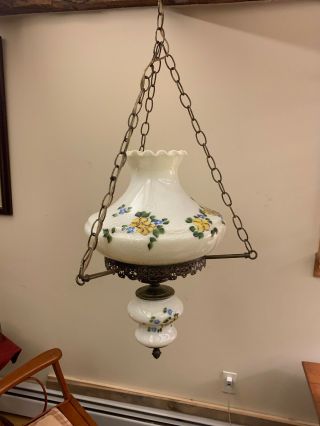 Antique Vintage Gone With The Wind Gwtw Hurricane Hanging Parlor Lamp Chandelier