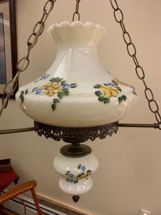 Antique Vintage Gone with The Wind GWTW Hurricane Hanging Parlor Lamp Chandelier 2