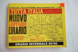 1989 Italy Italian Train Railway Timetable Orario