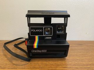 Vintage Polaroid One Step 600 Land Camera Instant Film Rainbow With Strap