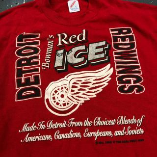 Detroit Red Wings 1995 Mock Beer Sweatshirt Bowman 